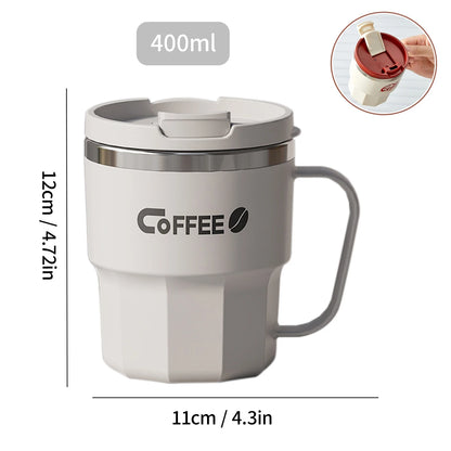 Premium Stainless Steel Travel Mug – Double Wall Insulated Coffee Cup with Handle, Leak-Proof 14oz Tumbler for Hot & Cold Drinks