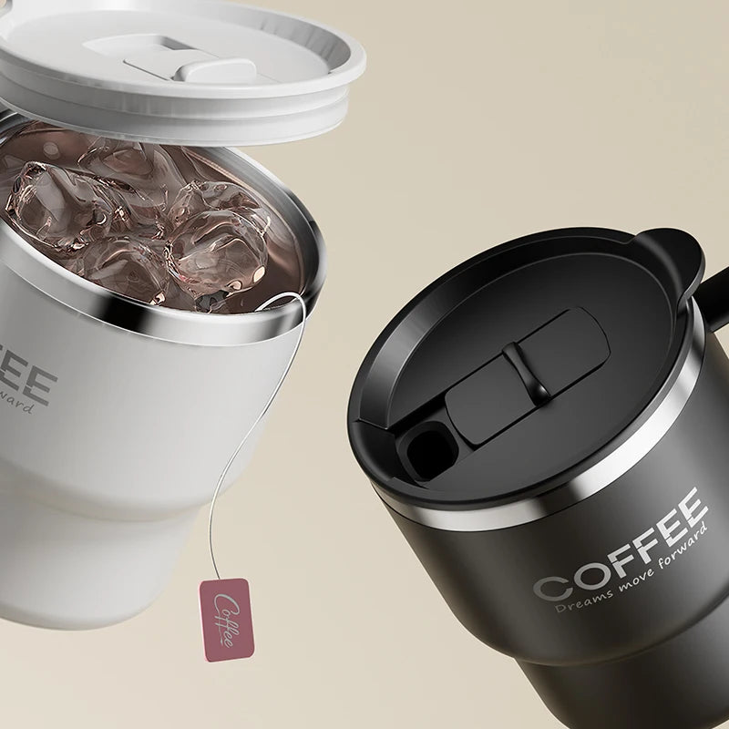 Premium Stainless Steel Travel Mug – Double Wall Insulated Coffee Cup with Handle, Leak-Proof 14oz Tumbler for Hot & Cold Drinks