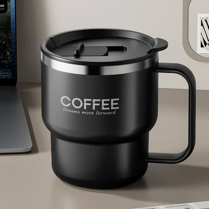Premium Stainless Steel Travel Mug – Double Wall Insulated Coffee Cup with Handle, Leak-Proof 14oz Tumbler for Hot & Cold Drinks