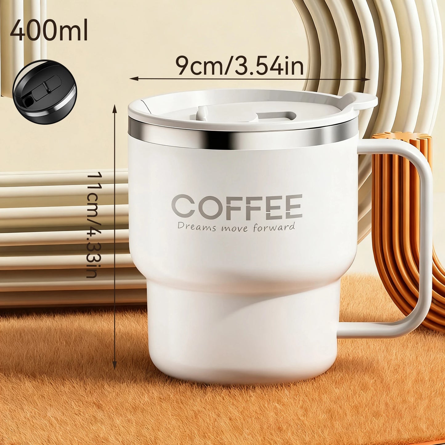Premium Stainless Steel Travel Mug – Double Wall Insulated Coffee Cup with Handle, Leak-Proof 14oz Tumbler for Hot & Cold Drinks