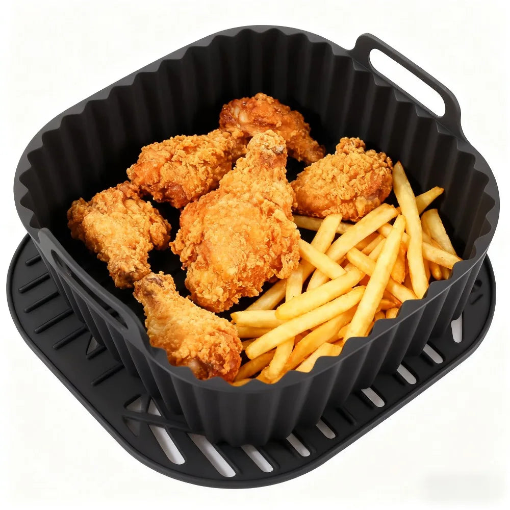 Reusable Air Fryer Silicone Liners – Non-Stick Basket Mats for 4-7QT Air Fryer, Oven & Microwave