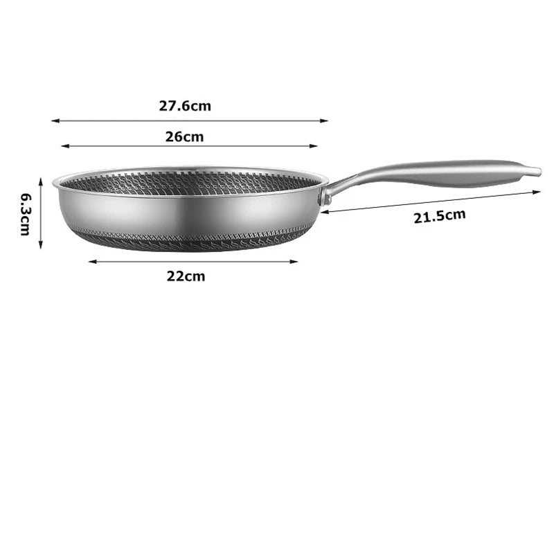 Premium Stainless Steel Fry Pan – Nonstick, Induction Safe, with Lid
