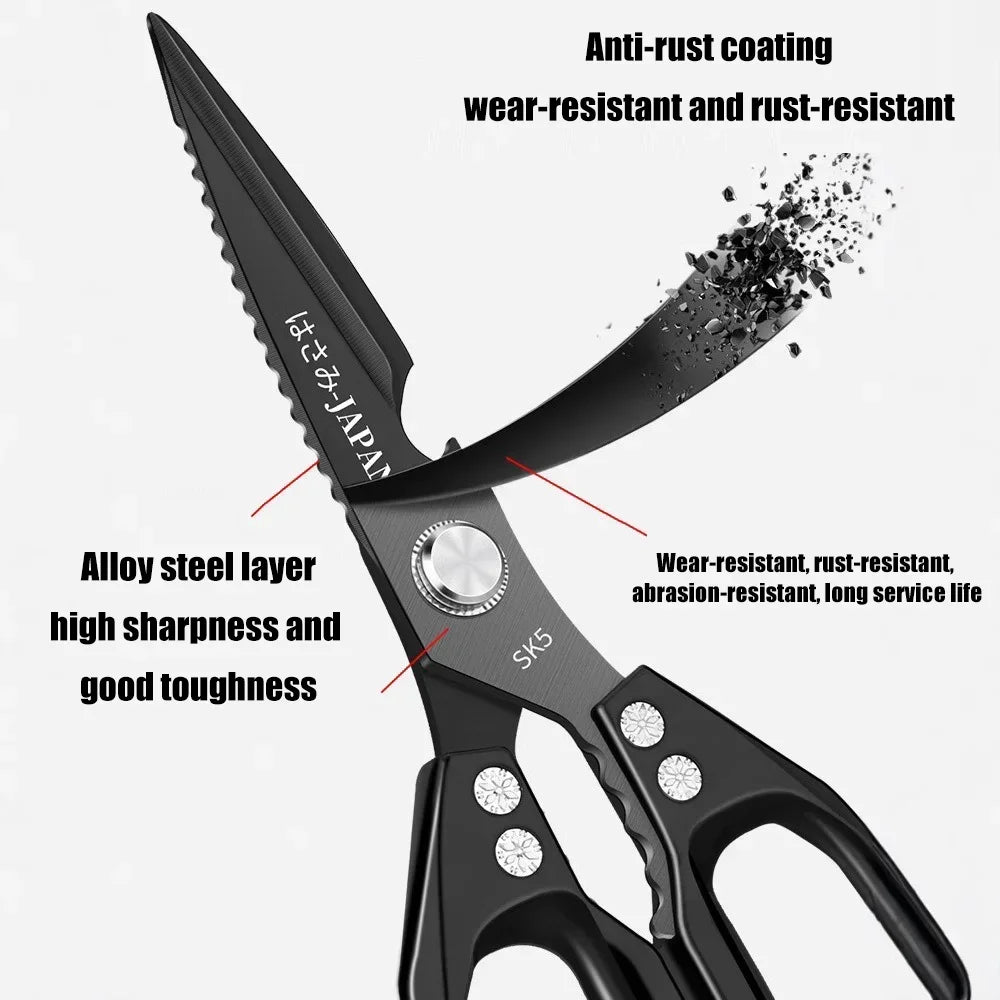 Premium Kitchen Shears – Heavy Duty Multi-Purpose Scissors for Meat, Poultry, Herbs & Seafood, Stainless Steel with Bottle Opener & Nut Cracker