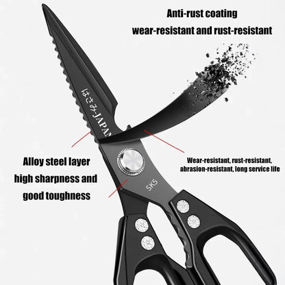 Premium Kitchen Shears – Heavy Duty Multi-Purpose Scissors for Meat, Poultry, Herbs & Seafood, Stainless Steel with Bottle Opener & Nut Cracker