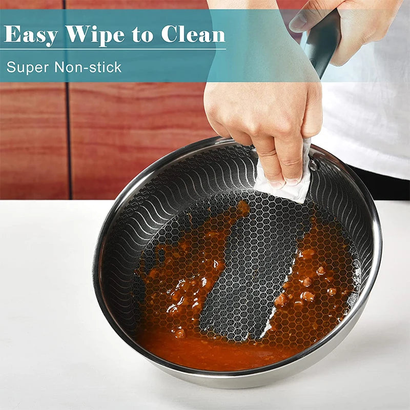 Premium Stainless Steel Fry Pan – Nonstick, Induction Safe, with Lid