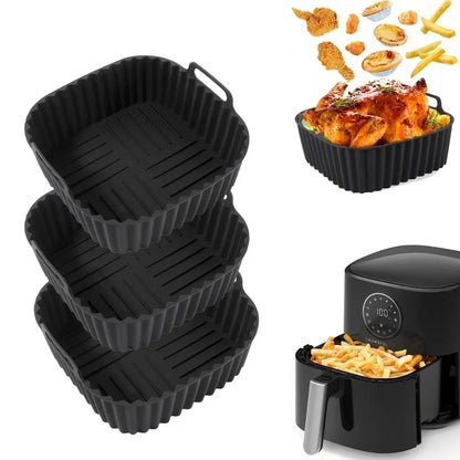Reusable Air Fryer Silicone Liners – Non-Stick Basket Mats for 4-7QT Air Fryer, Oven & Microwave