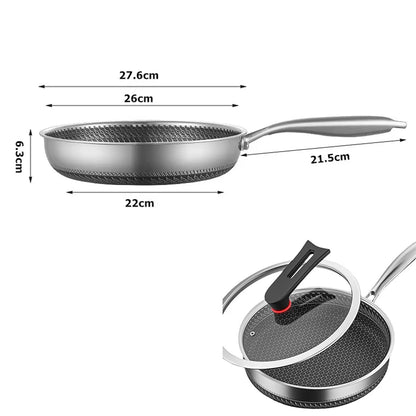 Premium Stainless Steel Fry Pan – Nonstick, Induction Safe, with Lid