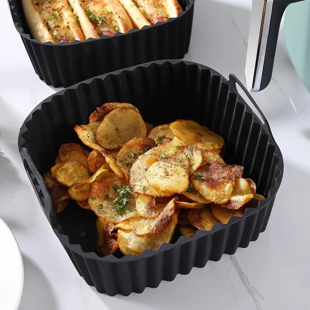 Reusable Air Fryer Silicone Liners – Non-Stick Basket Mats for 4-7QT Air Fryer, Oven & Microwave